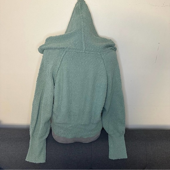 Free People Found My Friend Nubby Knit Hoodie Sweater Green- L - Picture 4 of 8